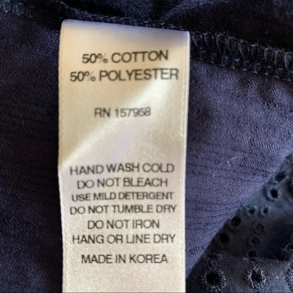 Senlis New Without Tags Navy Blue Eyelash Lace Eyelet Cap Sleeve Romantic Dress - Picture 10 of 10